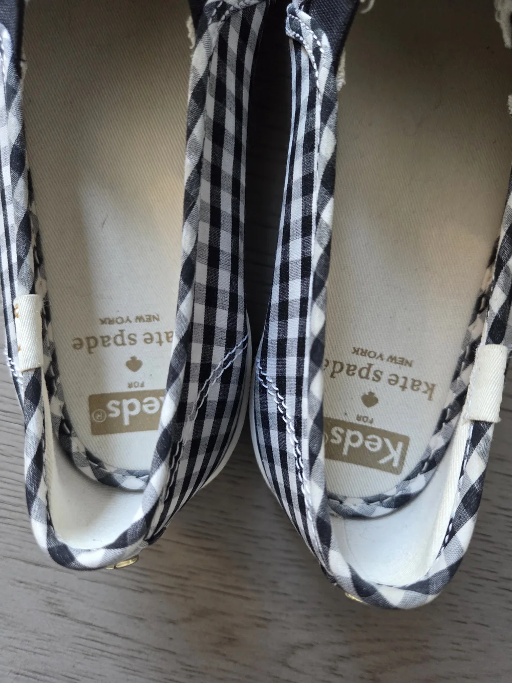 Keds x Kate Spade Black & White Gingham Slip-Ons Womens 7.5